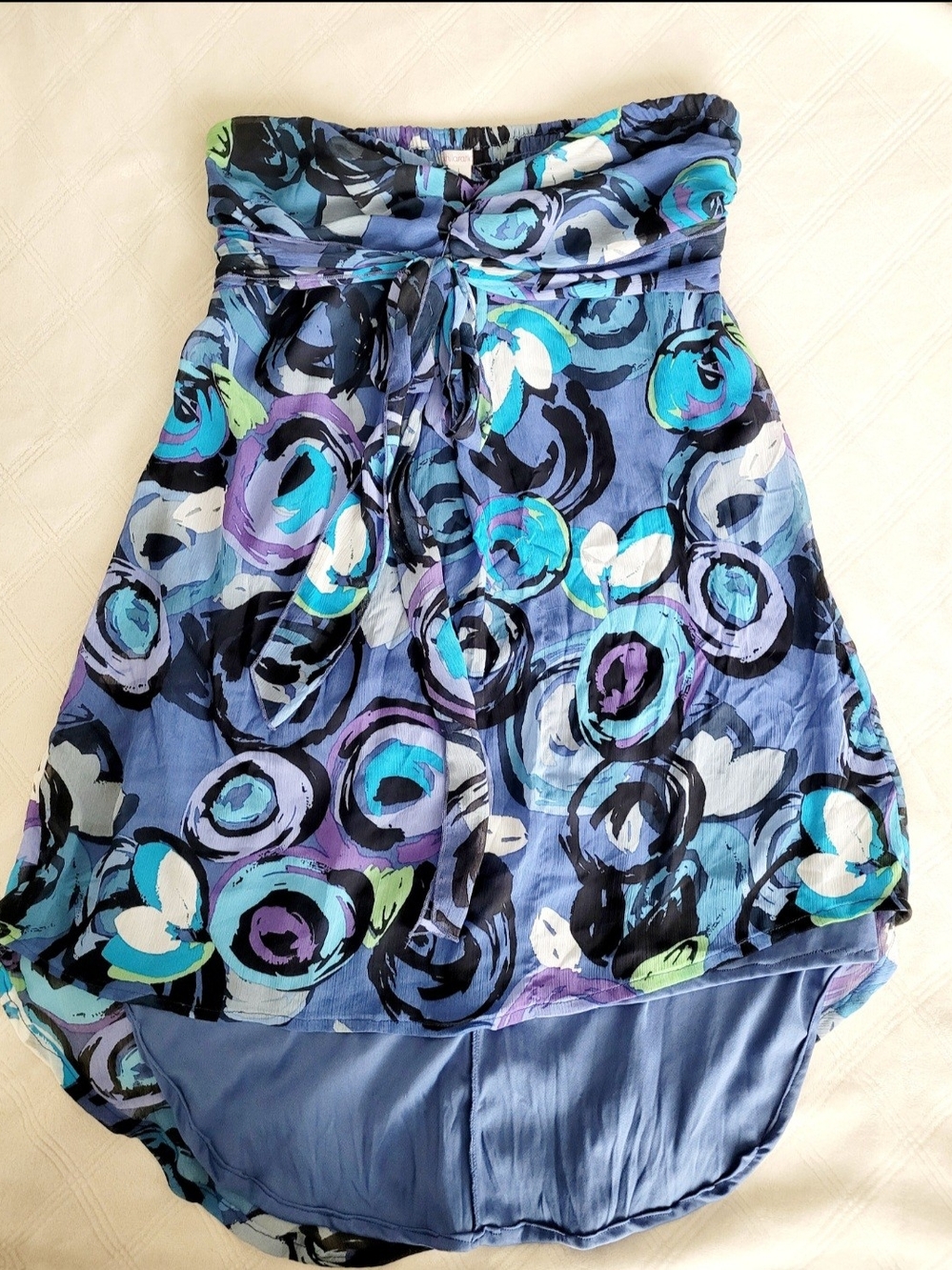 Women's Blue Floral High-Low Skirt Large